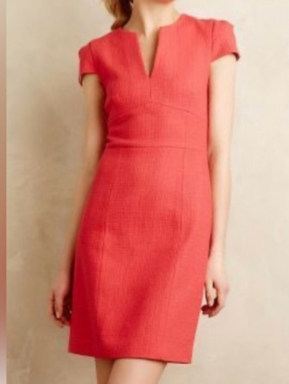 Anthropologie X 4 Collective 4C Coral Brenta Sheath Dress Career Pageant 0